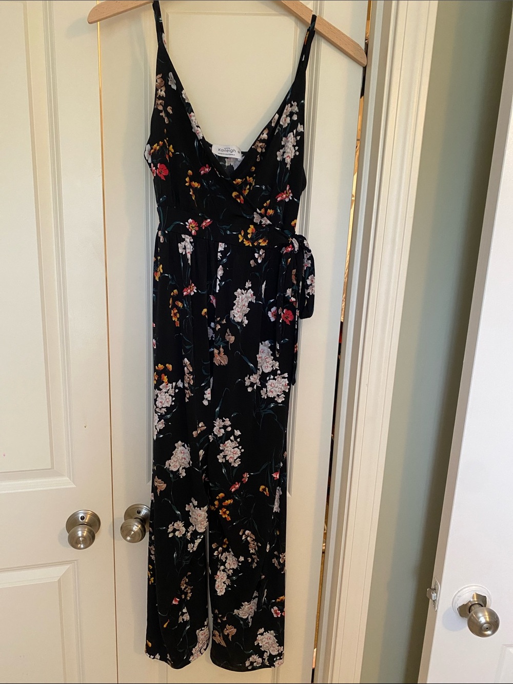 Black Floral Jumpsuit - Kaileigh - Size Medium